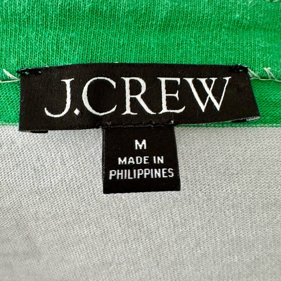 J. Crew Green and White Striped Long Sleeve Boat Neck Shirt - Picture 2 of 4
